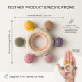 Load image into Gallery viewer, Silicone & Wooden Baby Teether for 3+ Months Baby