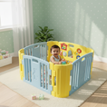 Load image into Gallery viewer, Sky Blue & Yellow Playpen – Play Yard for Babies & Toddlers
