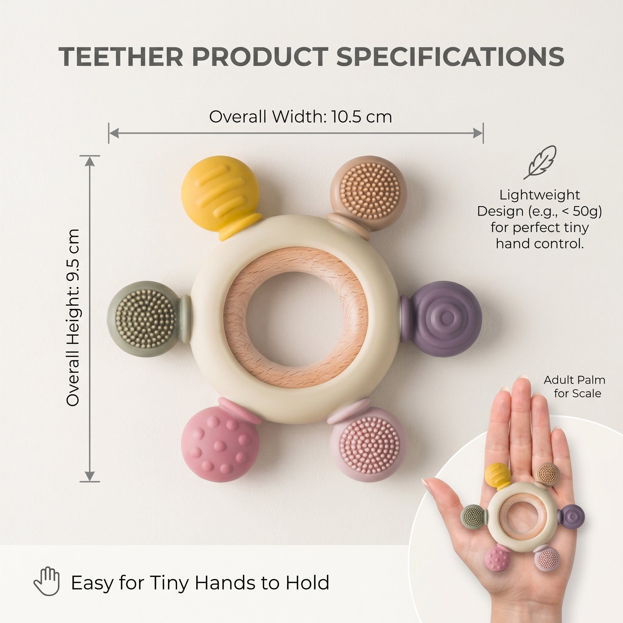 Silicone & Wooden Baby Teether for 3+ Months Baby