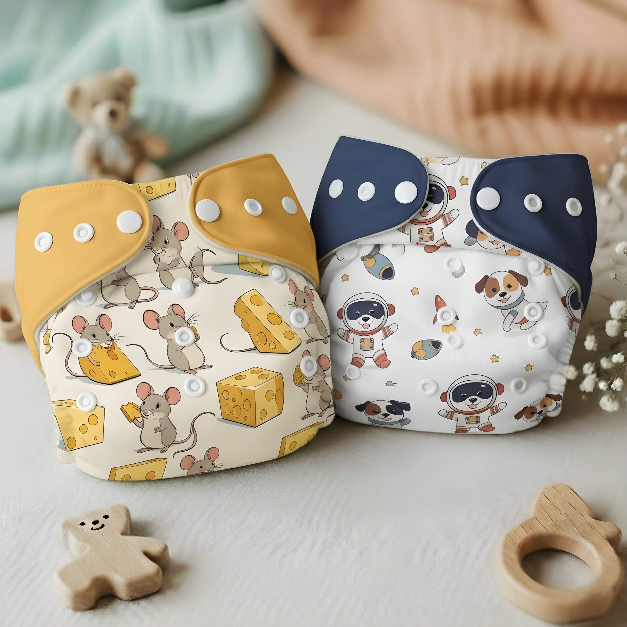 Reusable Cloth Diaper with Absorbent Insert Pad - Set of 2