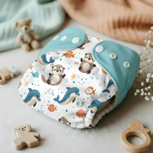 Reusable Cloth Diaper with Absorbent Insert Pad – Set of 4