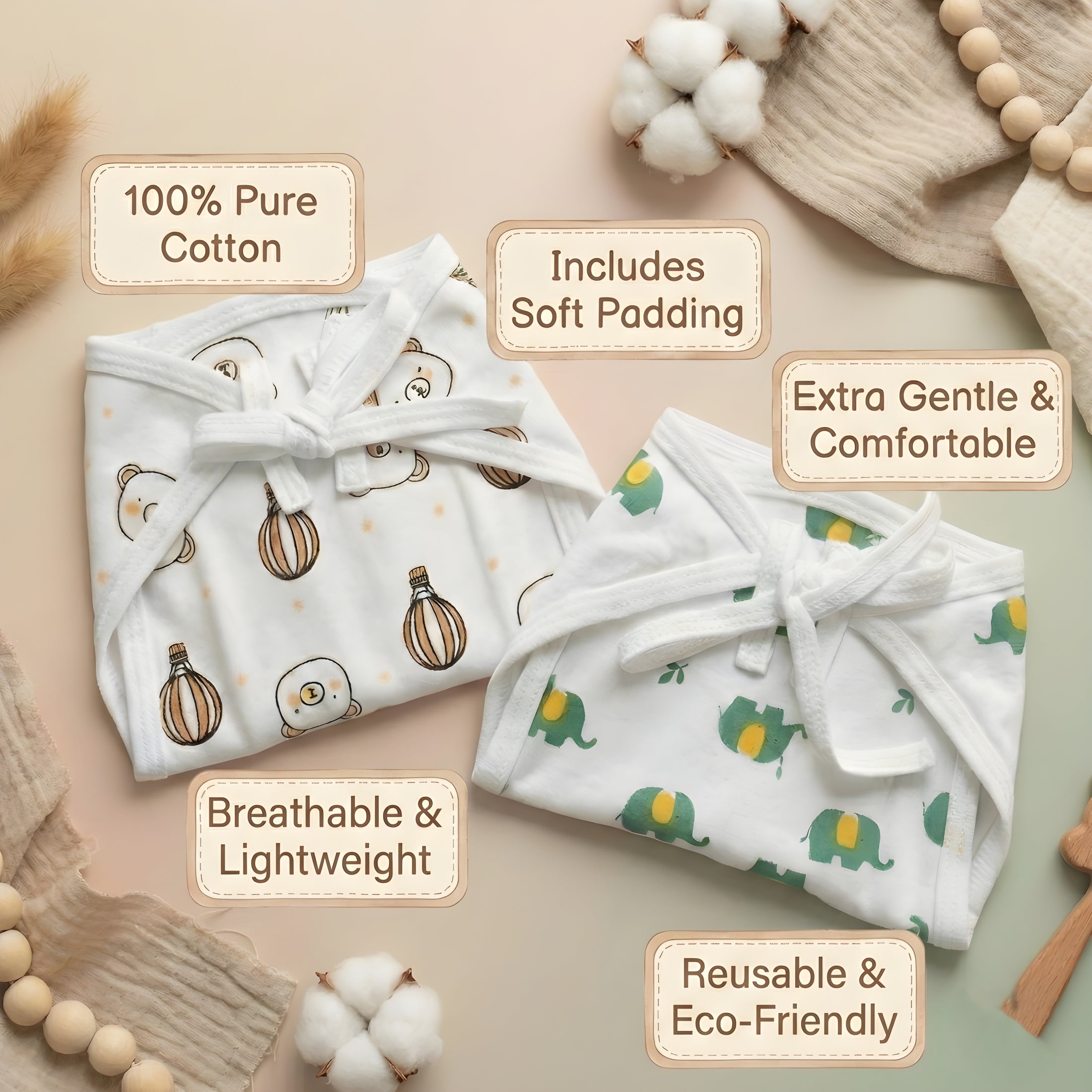 Reusable Cotton Nappy for Babies- Pack of 10