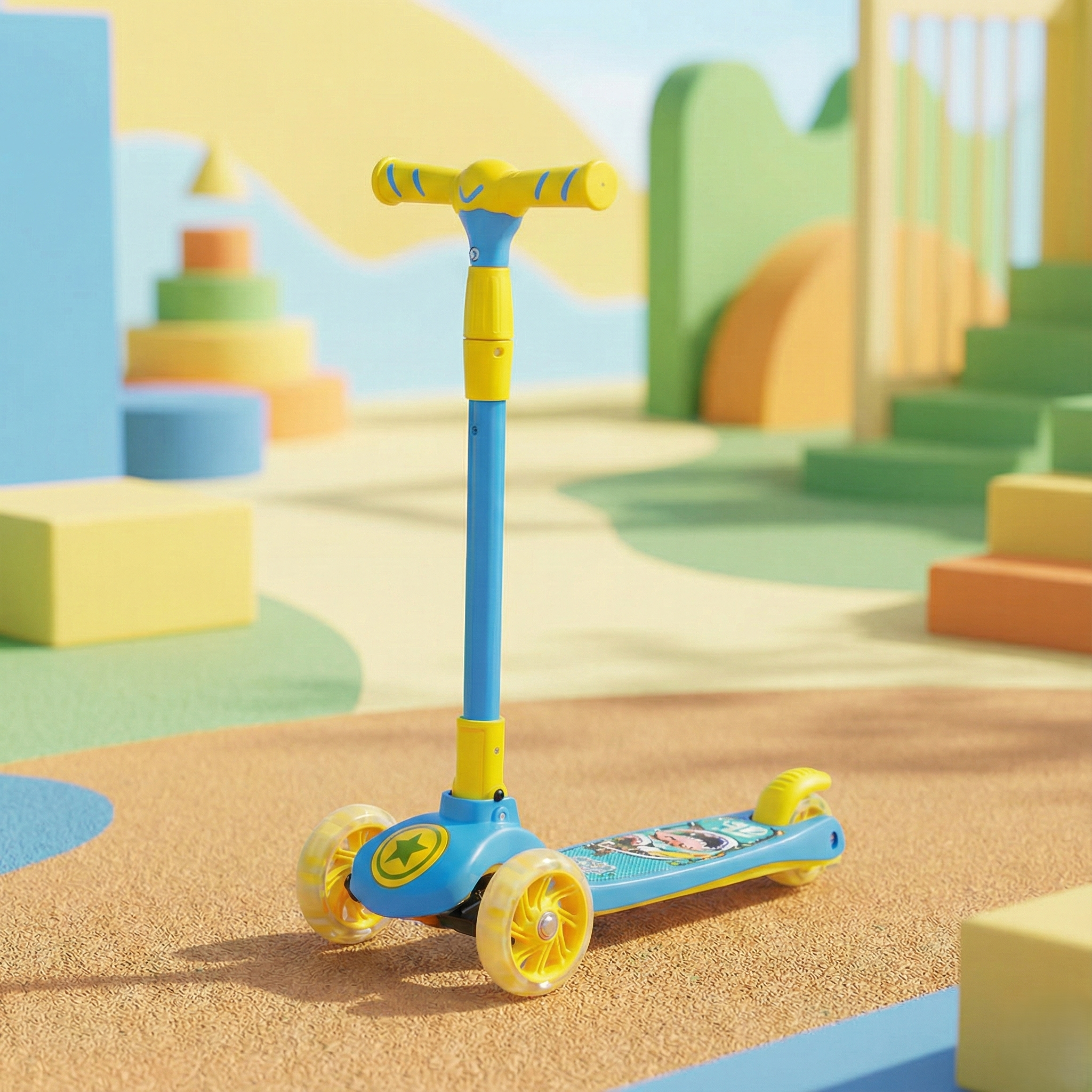 Foldable Kick Scooter for Kids of 3+ Years with Built in LED Light Wheel