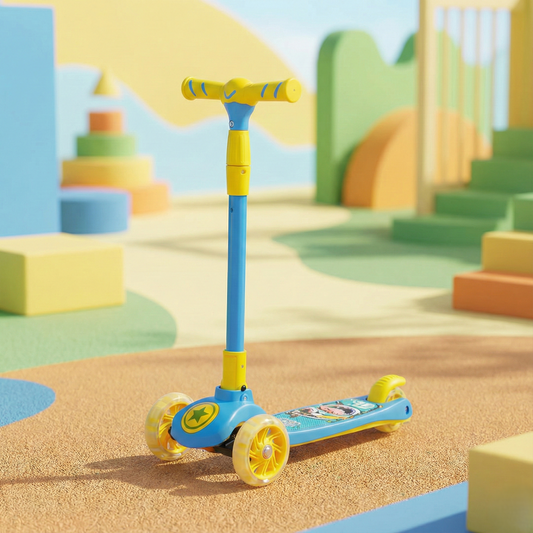 Foldable Kick Scooter for Kids of 3+ Years with Built in LED Light Wheel