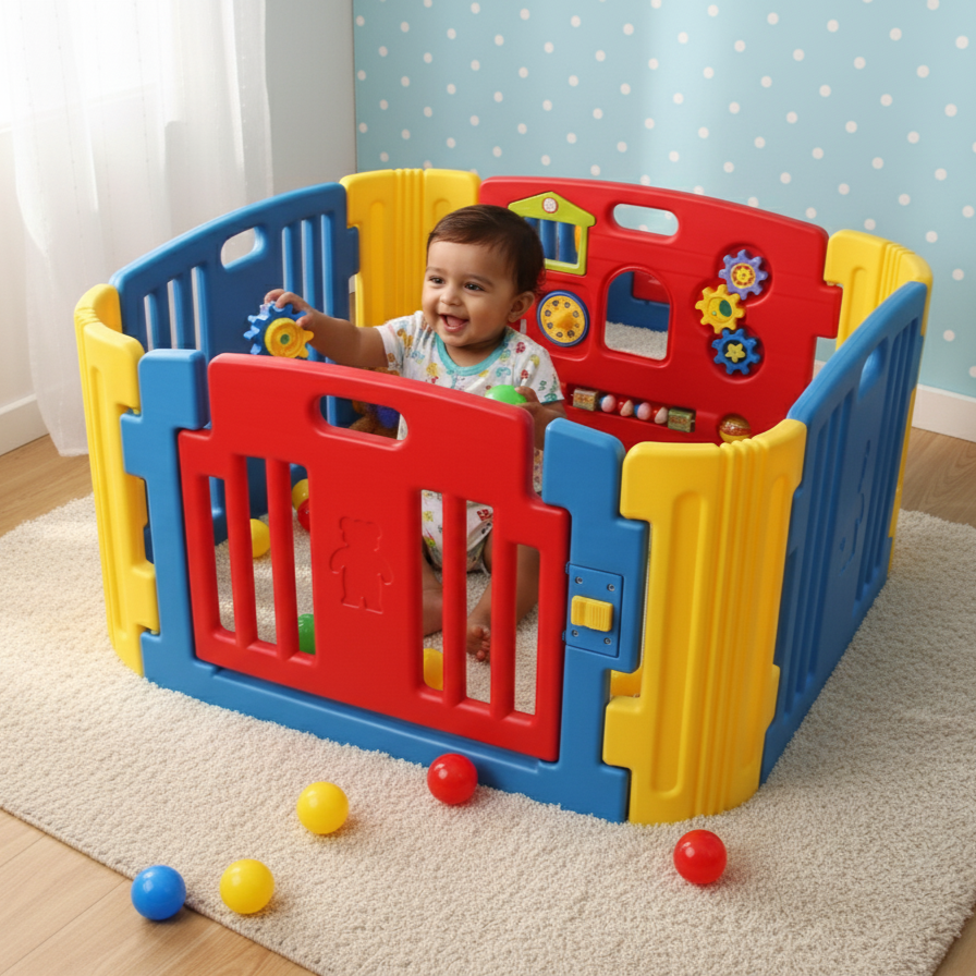Baby Playpen – Play Yard – Blue and Red