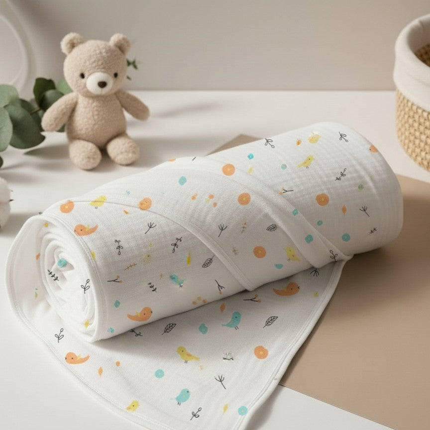 100% Cotton Muslin Swaddle Blankets – Pack of 3 - Car/ Bird/ Koala