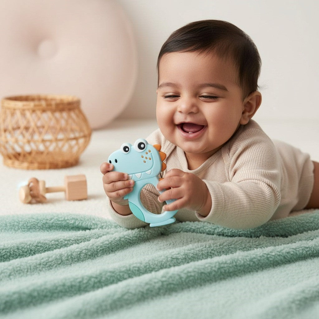 Dino Silicone Teether for Babies (3+ Months)