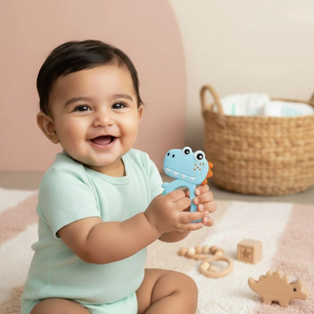 Dino Silicone Teether for Babies (3+ Months)