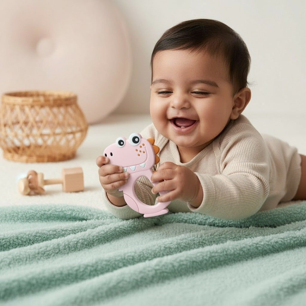 Dino Silicone Teether for Babies (3+ Months)