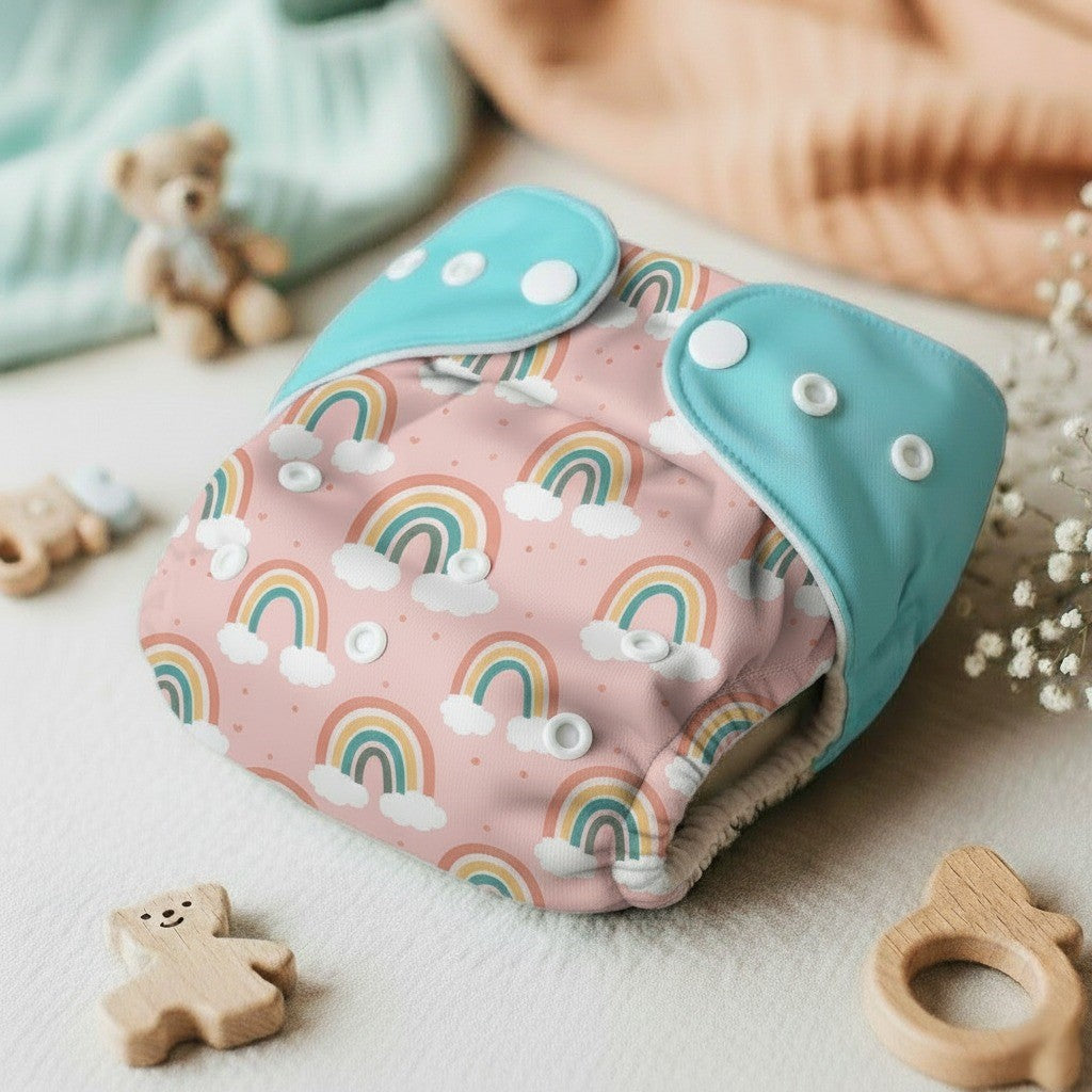 Reusable Cloth Diaper with Absorbent Insert Pad
