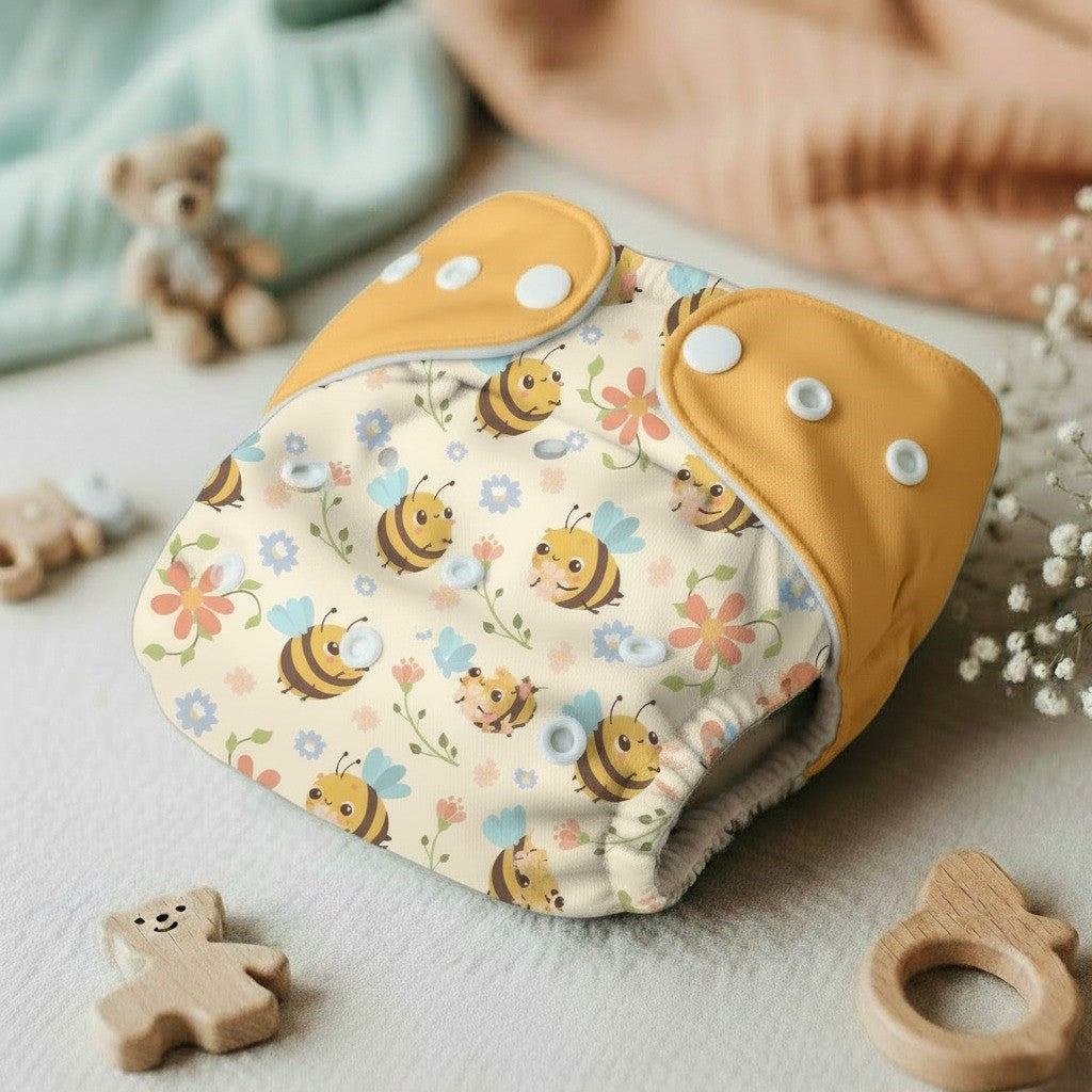 Reusable Cloth Diaper with Absorbent Insert Pad – Set of 4