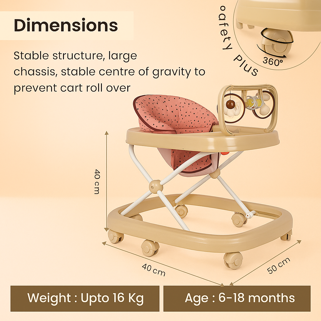 Foldable Baby Walker for 6-18 Months