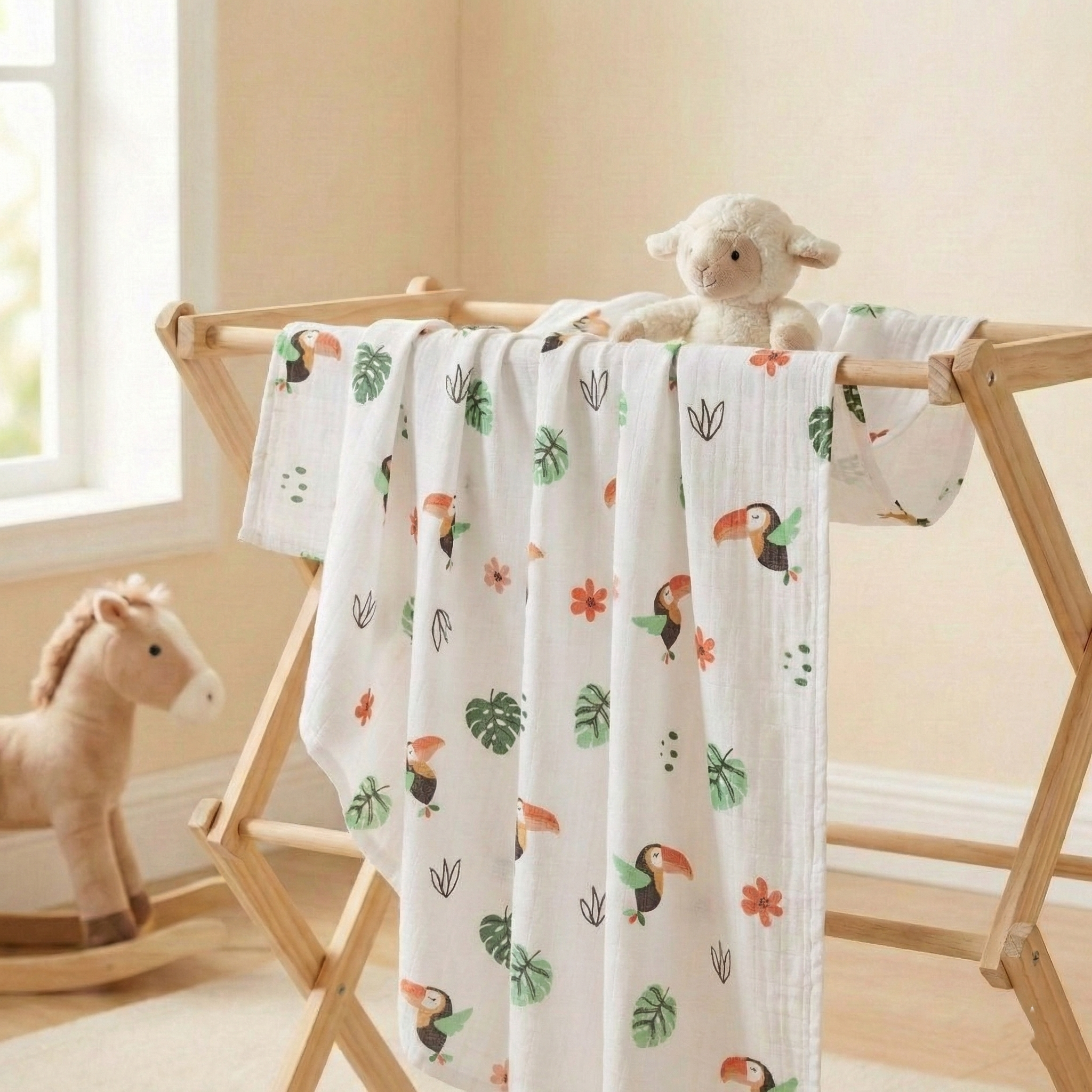 100% Muslin Swaddle Blankets – Pack of 4