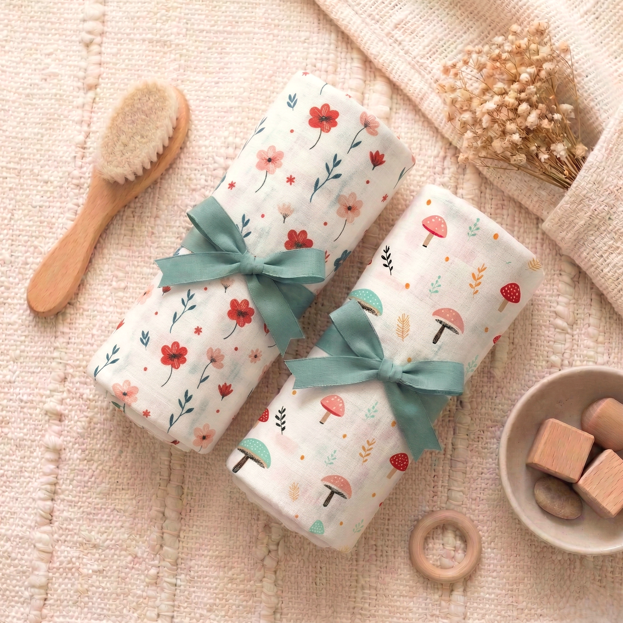 100% Muslin Swaddle Blankets – Pack of 2
