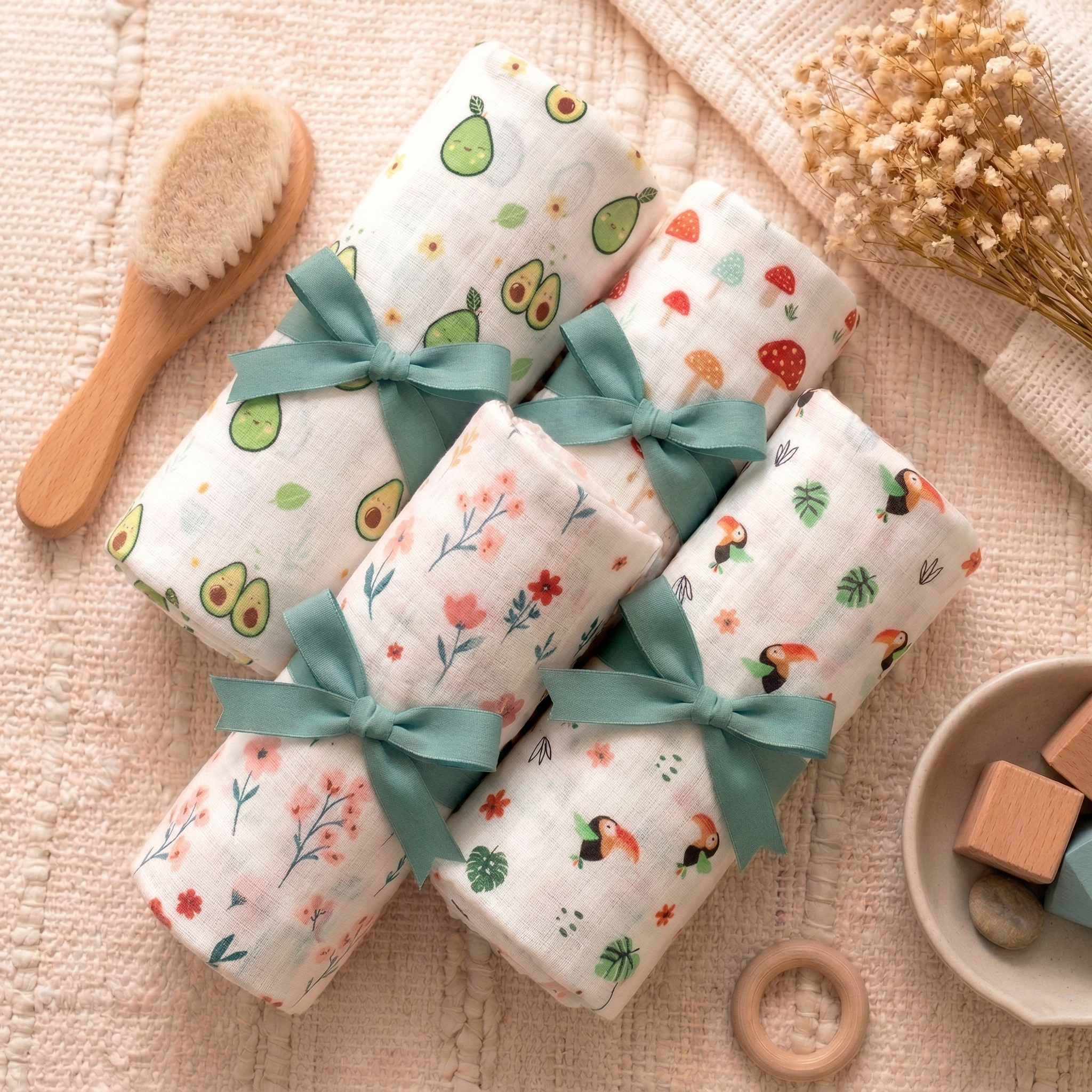 100% Muslin Swaddle Blankets – Pack of 4