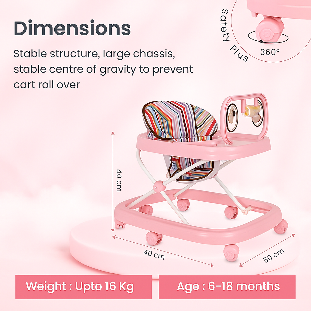 Foldable Baby Walker for 6-18 Months