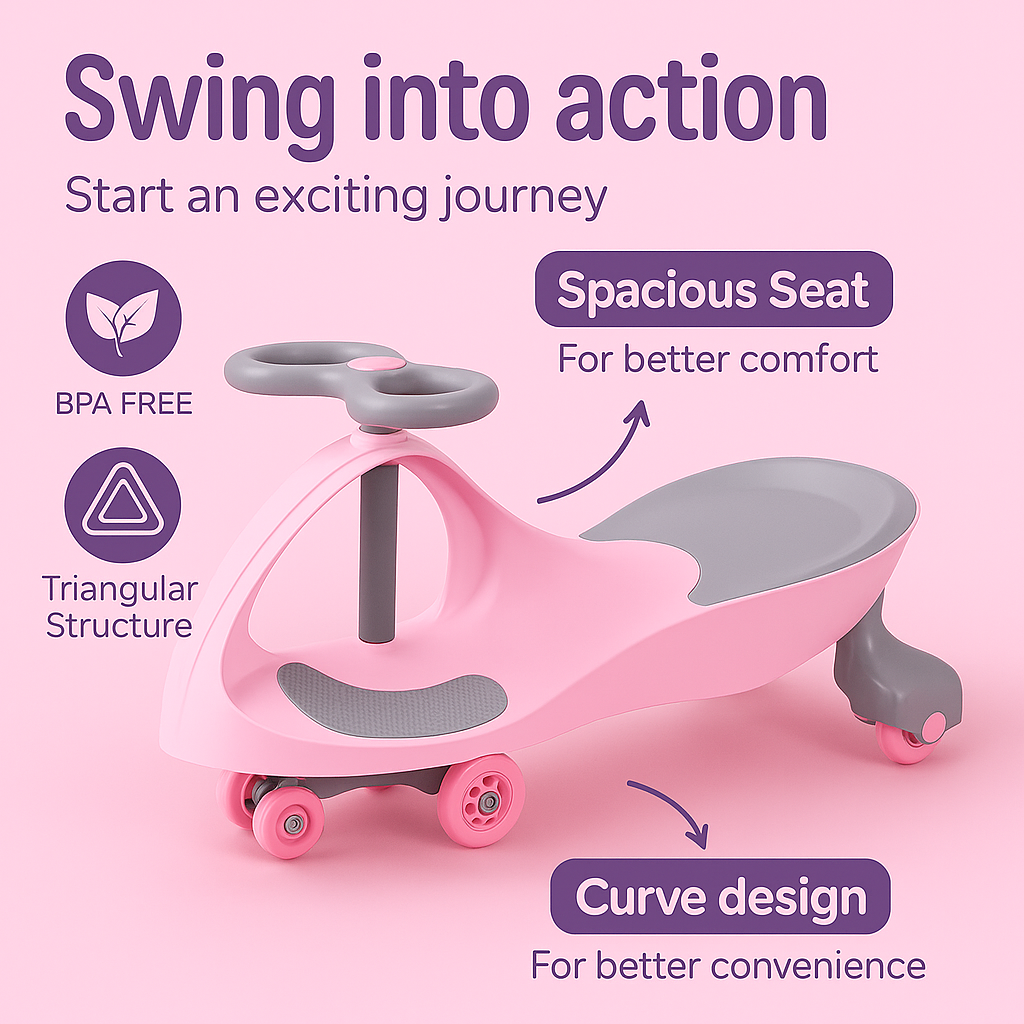 Buzzy Ride-On Swing Car | Premium Toddler Ride-On Toy for 1-3 Year Old