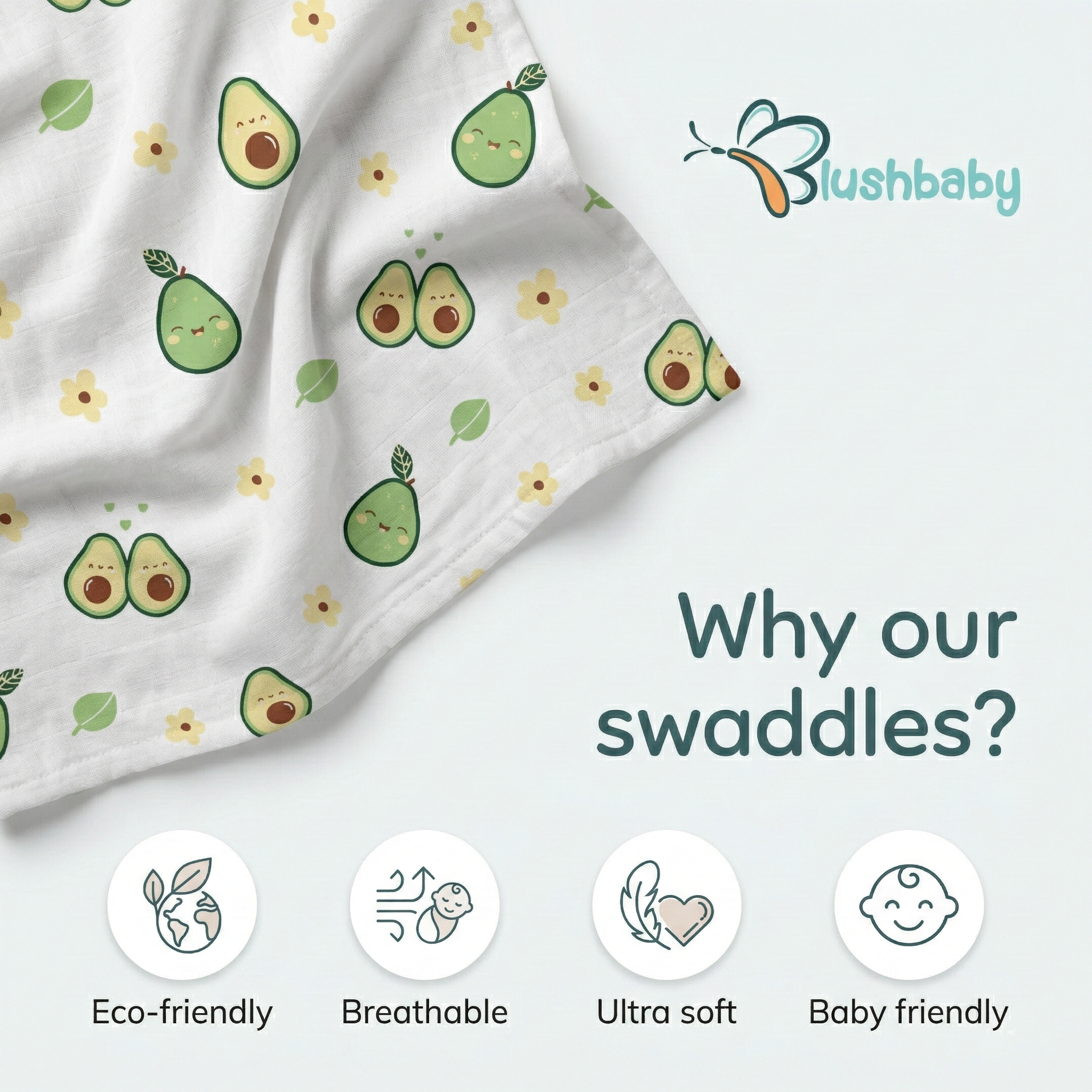 100% Muslin Swaddle Blankets – Pack of 2